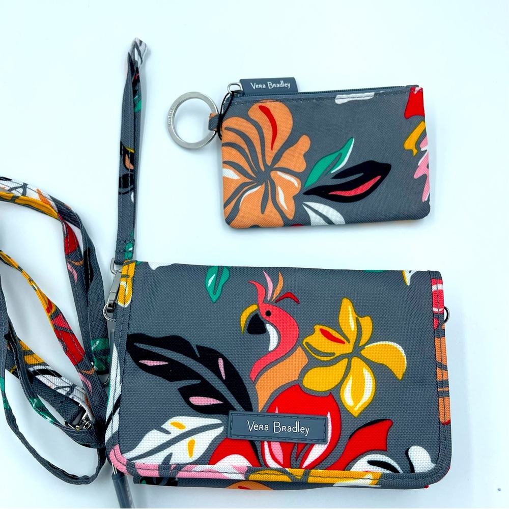 Vera Bradley Lighten Up RFID 3 in 1 Crossbody & Zip ID Case Coastal Paradise NWT